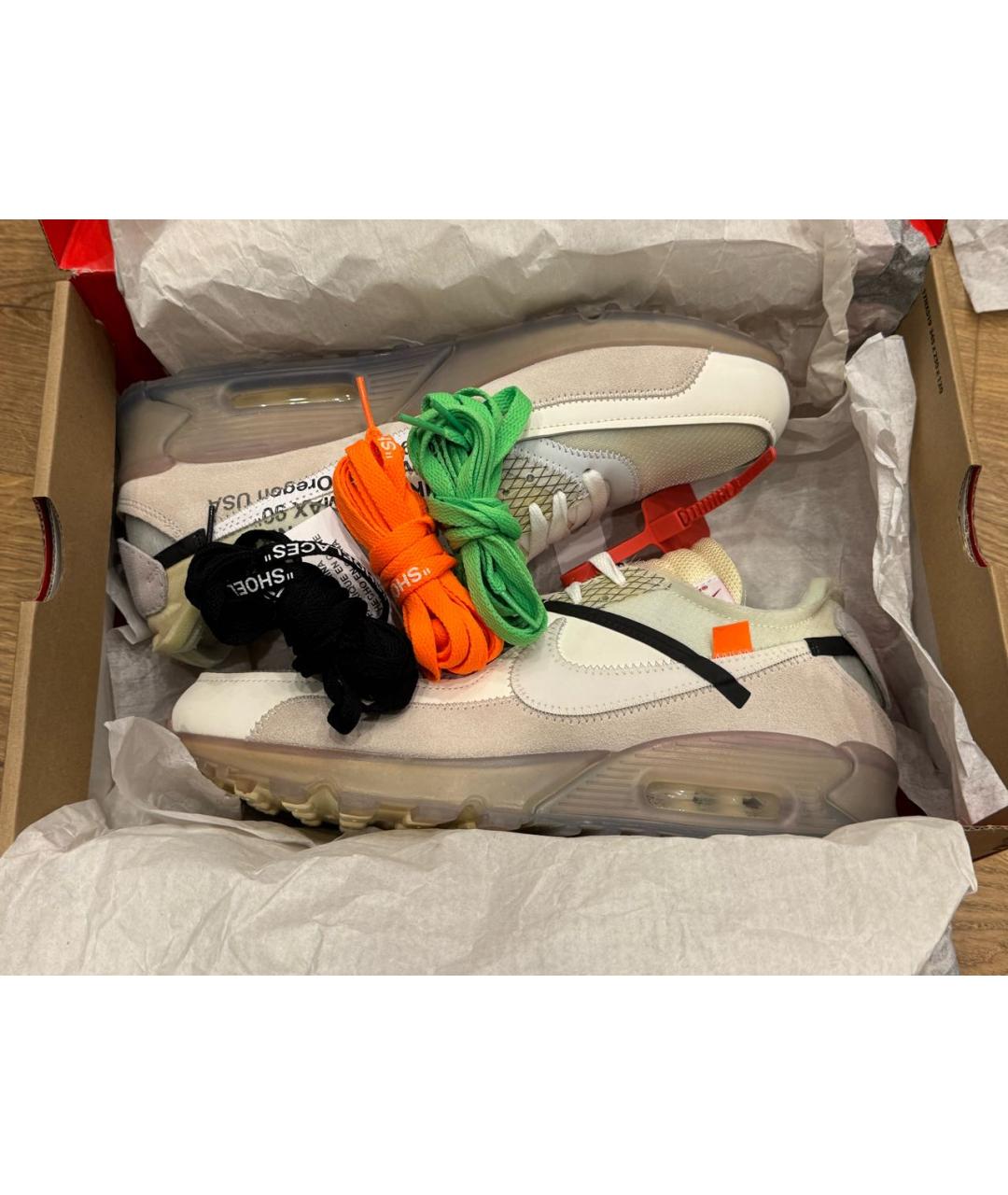 NIKE X OFF-WHITE Белые кожаные низкие кроссовки / кеды, фото 5