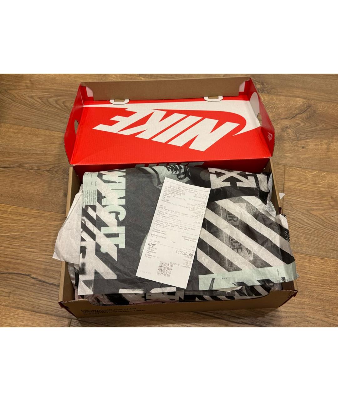 NIKE X OFF-WHITE Белые кожаные низкие кроссовки / кеды, фото 6