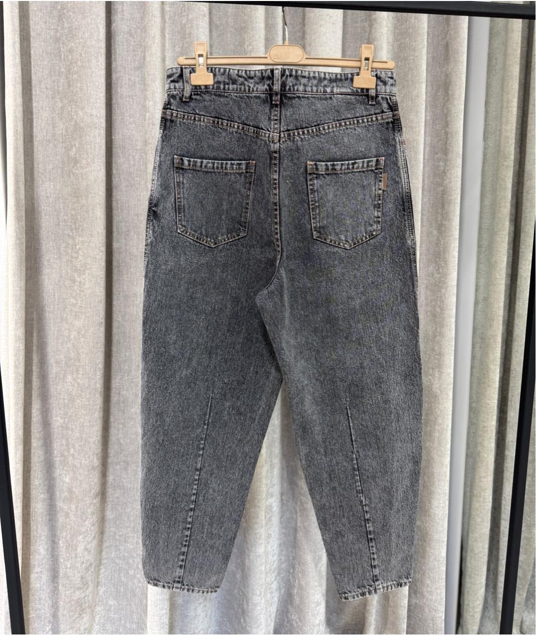 BRUNELLO CUCINELLI Антрацитовые хлопковые джинсы слим, фото 2