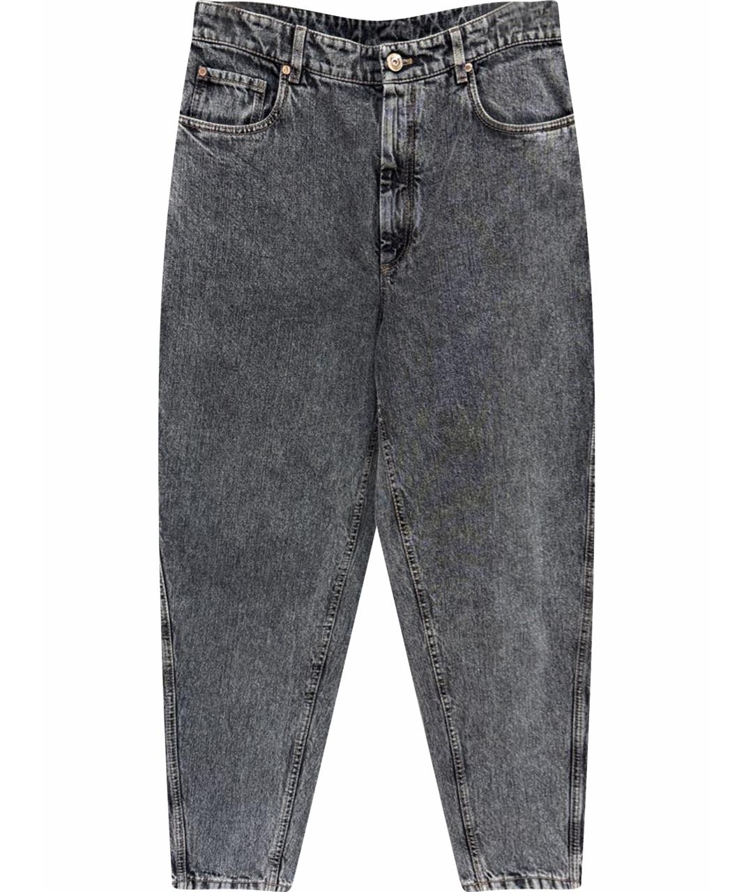 BRUNELLO CUCINELLI Антрацитовые хлопковые джинсы слим, фото 1