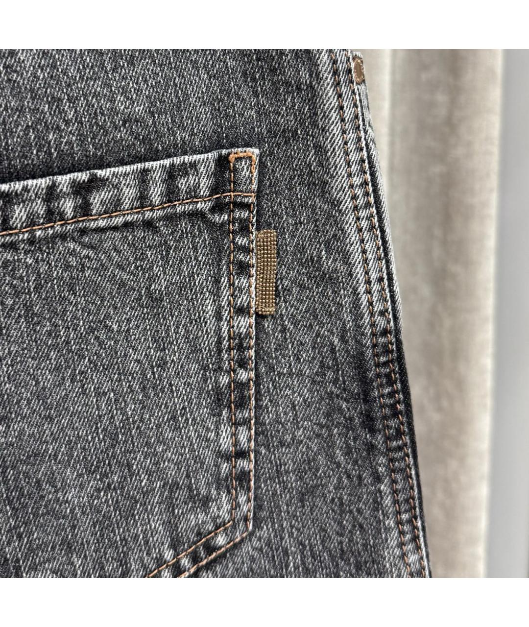 BRUNELLO CUCINELLI Антрацитовые хлопковые джинсы слим, фото 5