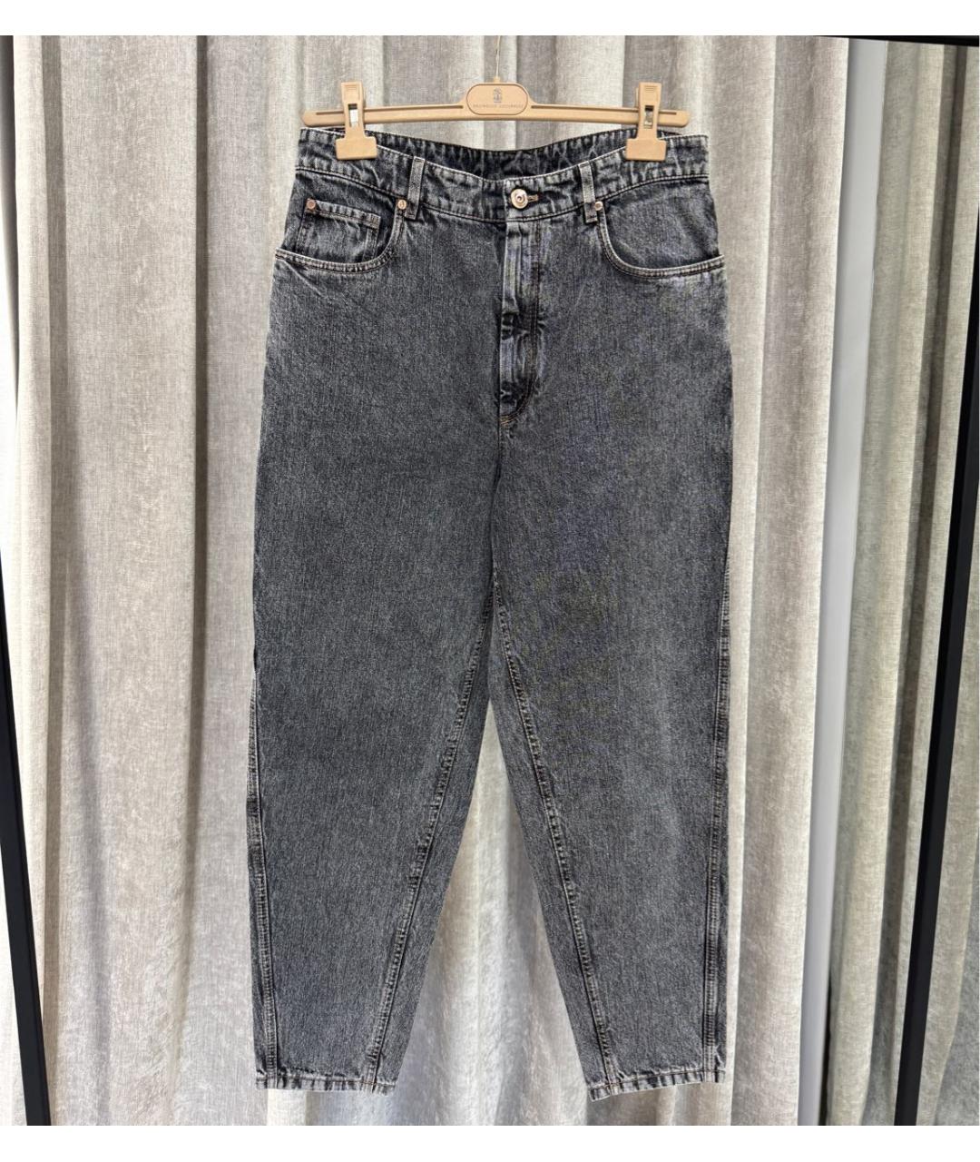 BRUNELLO CUCINELLI Антрацитовые хлопковые джинсы слим, фото 7