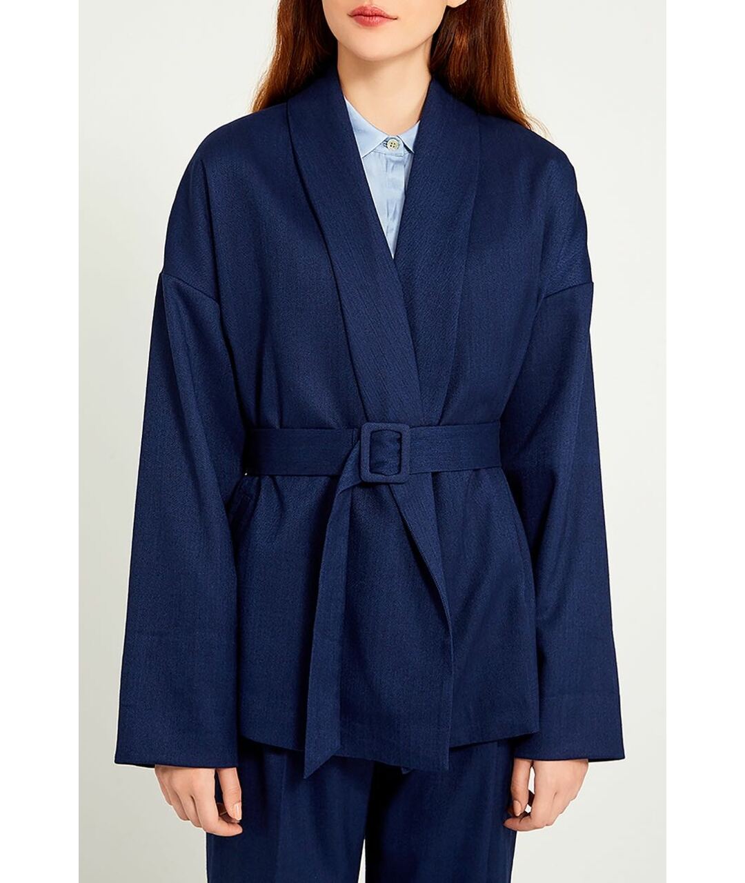 ALENA AKHMADULLINA Темно-синий шерстяной жакет/пиджак, фото 2