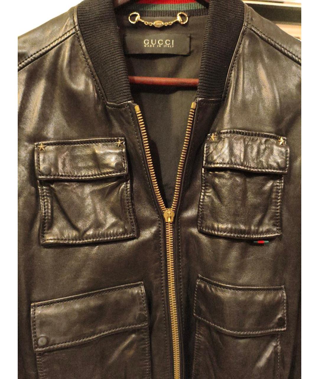 GUCCI Черная кожаная куртка, фото 4