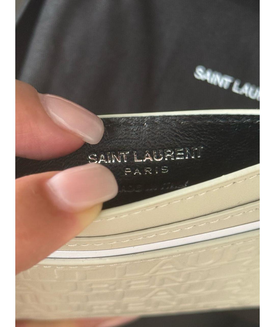 SAINT LAURENT Белый кожаный кардхолдер, фото 4