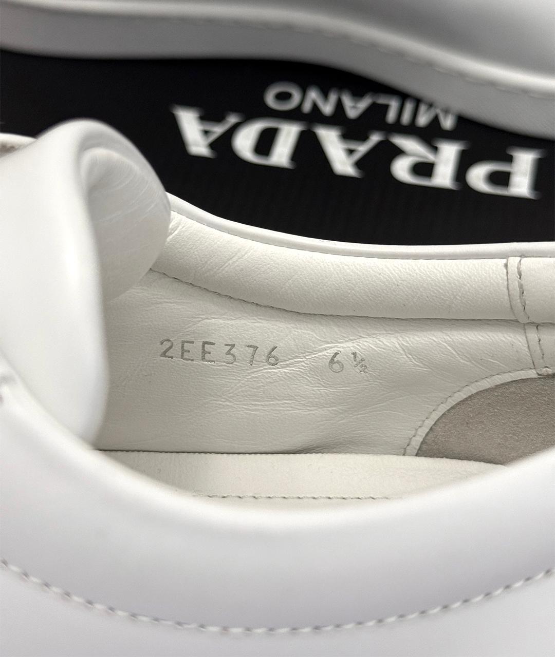 PRADA Белые кожаные низкие кроссовки / кеды, фото 8