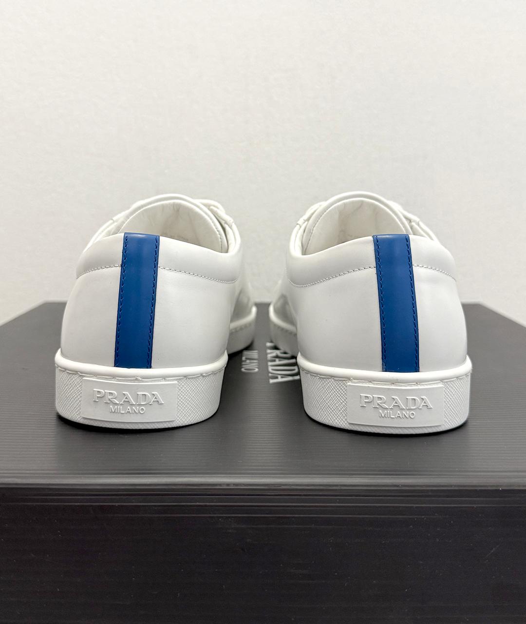 PRADA Белые кожаные низкие кроссовки / кеды, фото 9