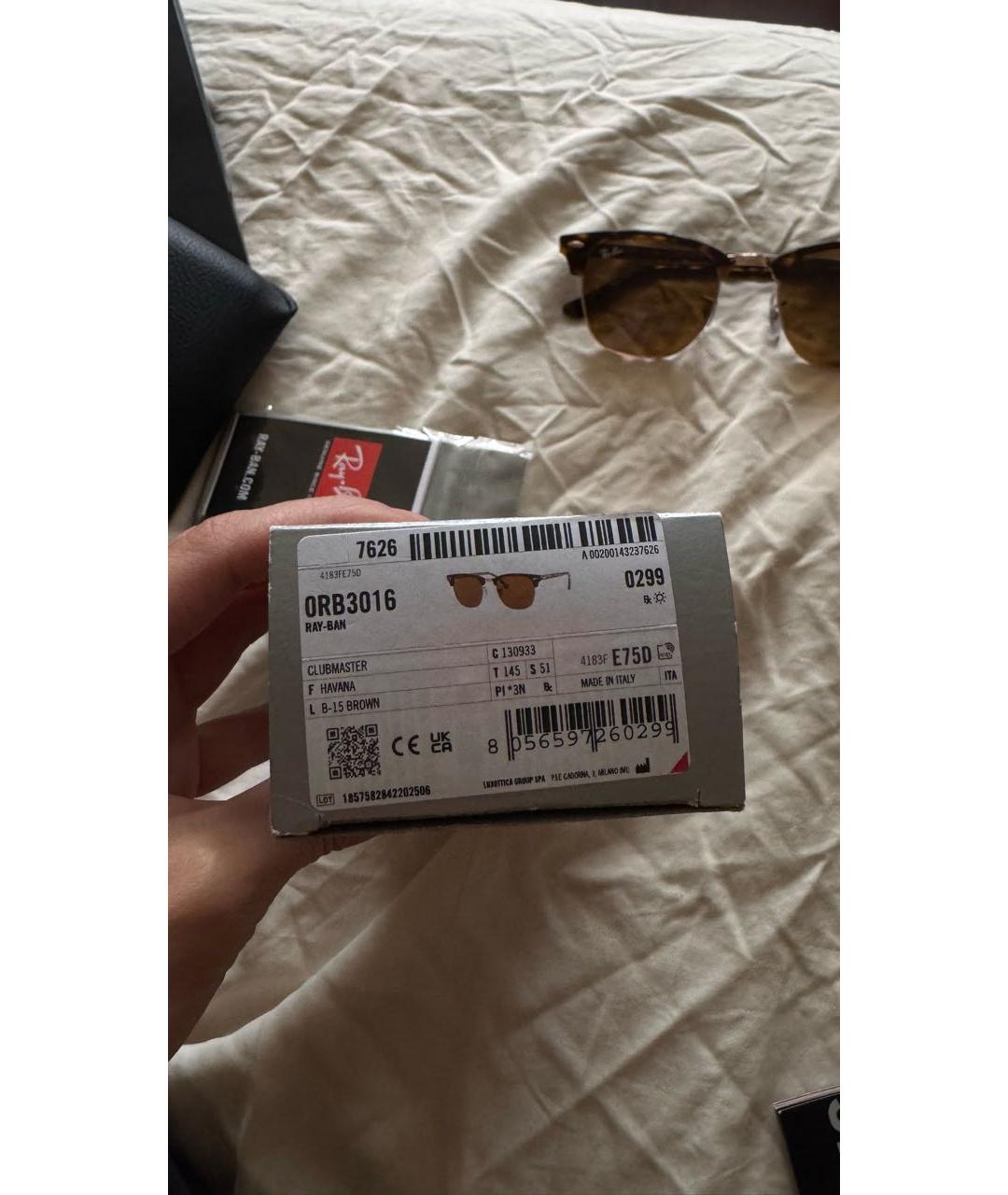 RAY BAN Коричневые солнцезащитные очки, фото 8