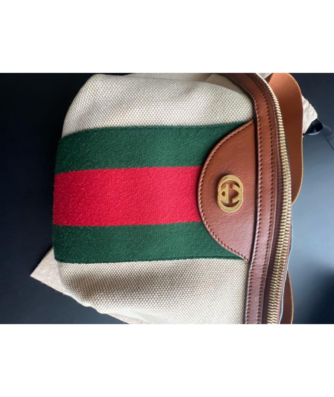 GUCCI Бежевая хлопковая поясная сумка, фото 4