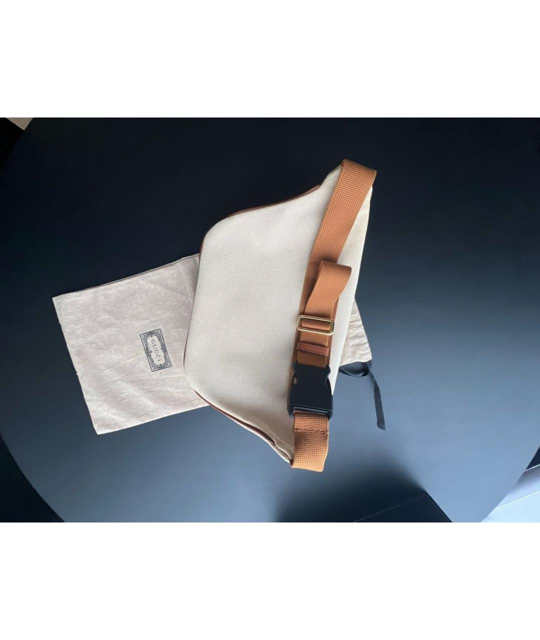 GUCCI Бежевая хлопковая поясная сумка, фото 2