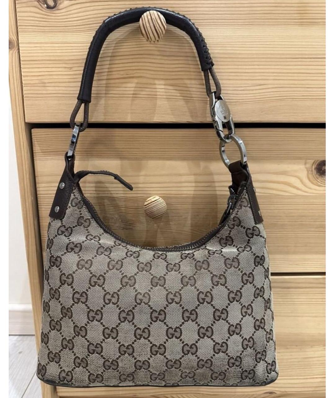 GUCCI Бежевая тканевая сумка с короткими ручками, фото 3