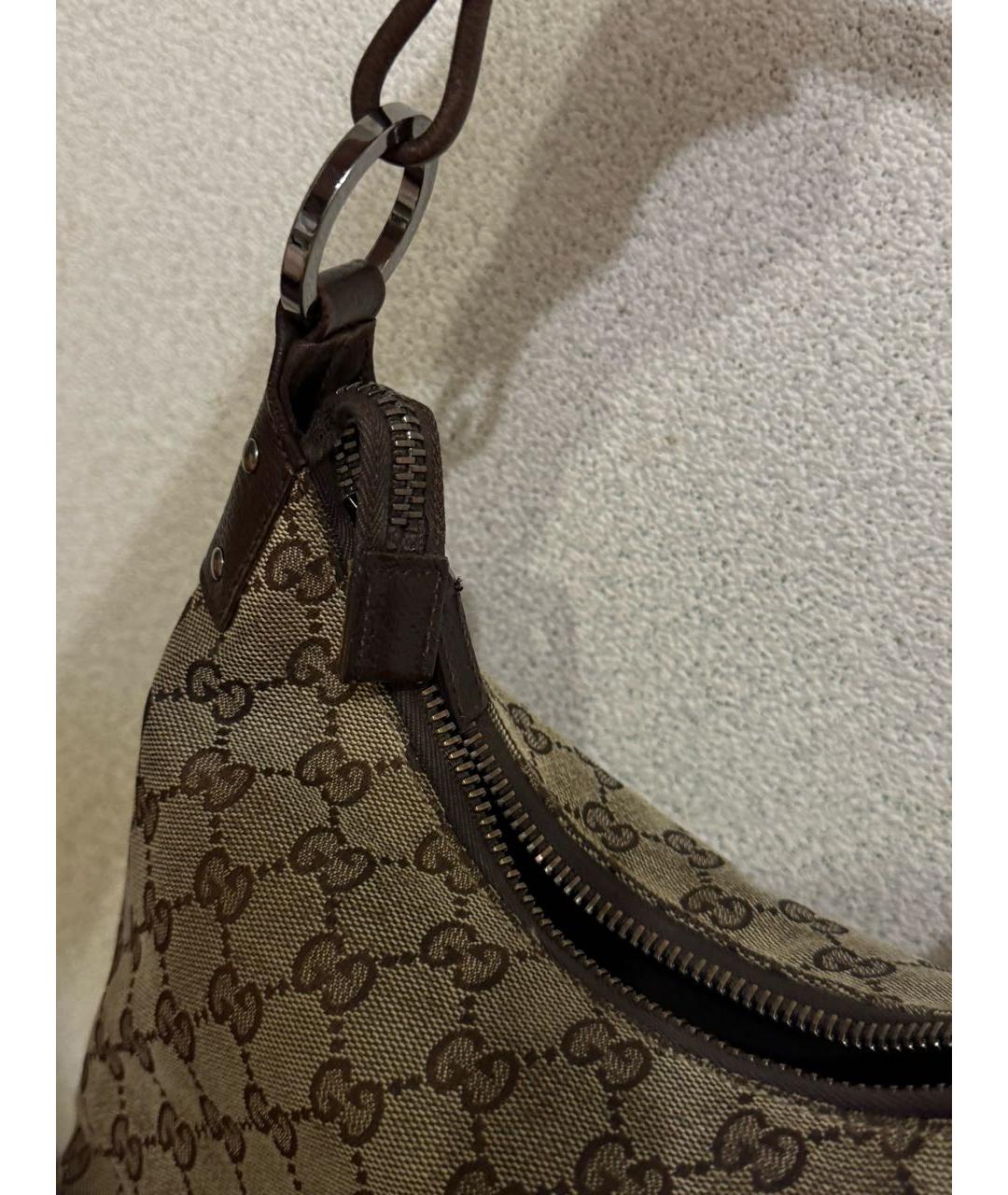 GUCCI Бежевая тканевая сумка с короткими ручками, фото 4