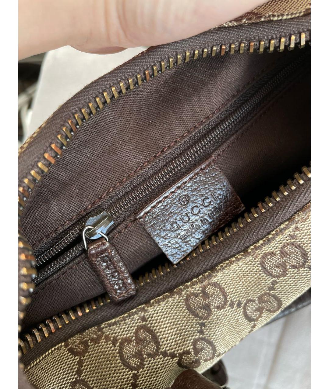 GUCCI Бежевая тканевая сумка с короткими ручками, фото 5