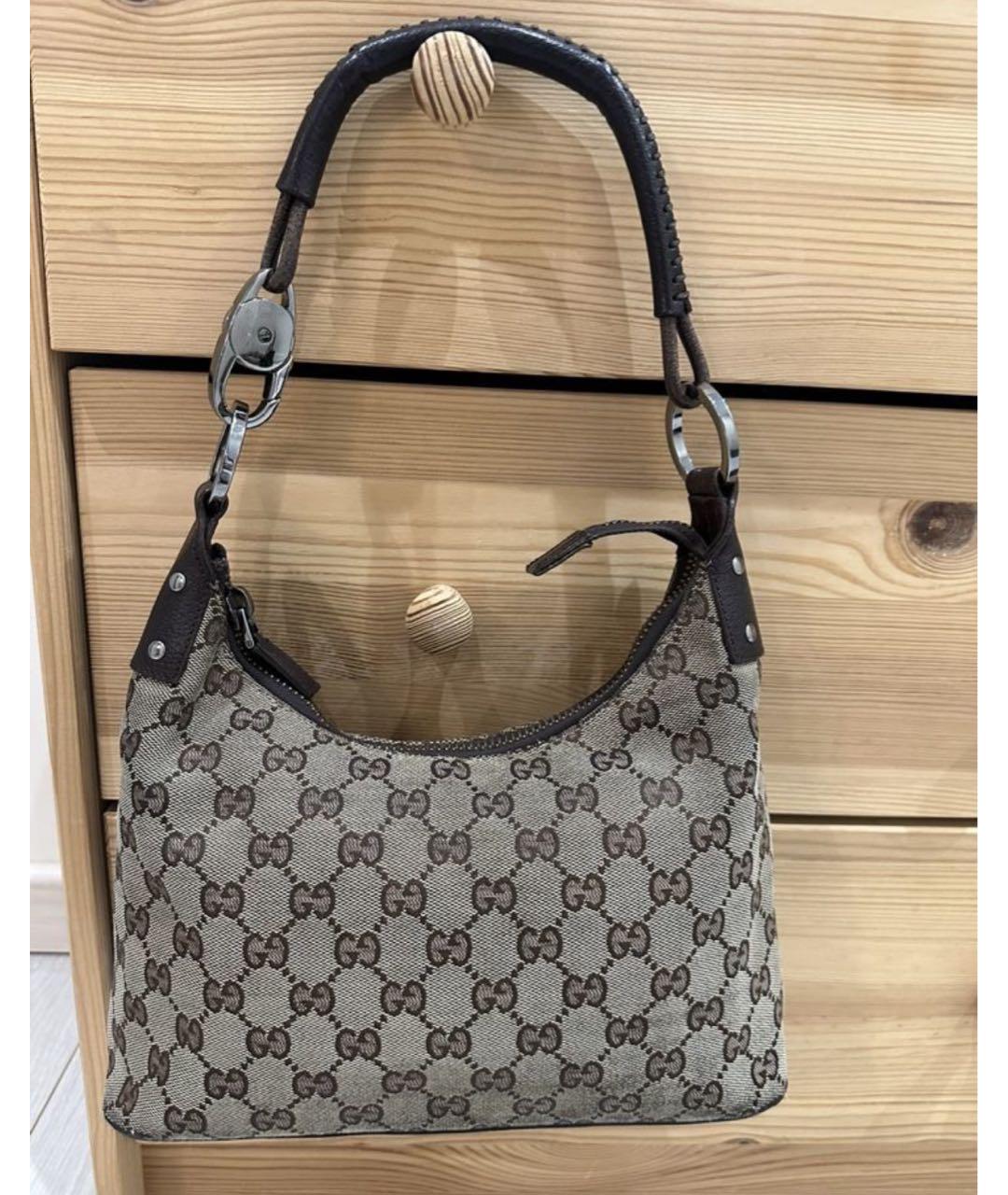 GUCCI Бежевая тканевая сумка с короткими ручками, фото 9