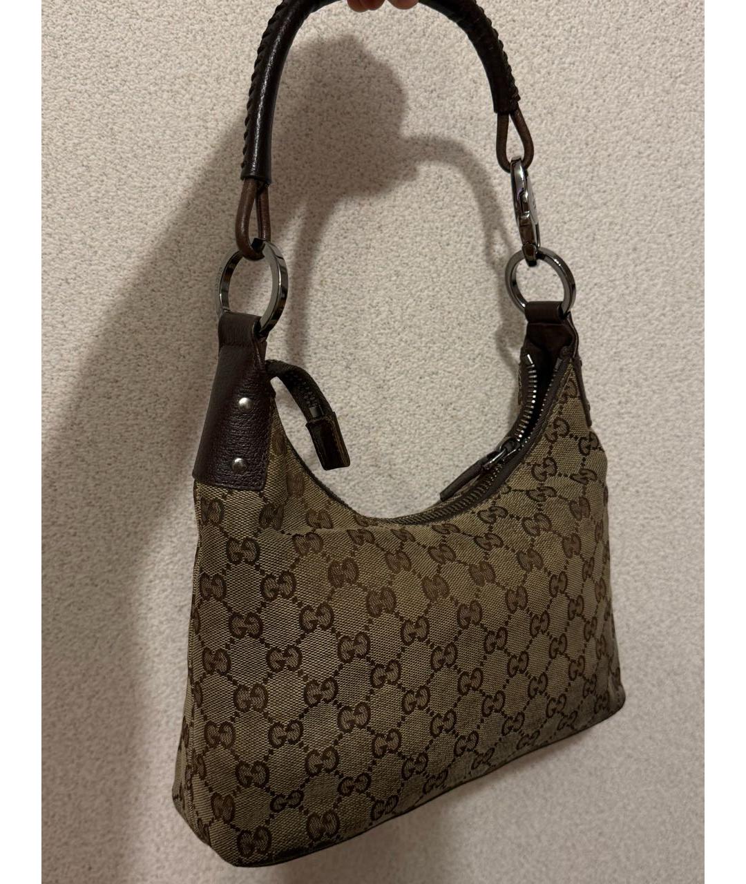 GUCCI Бежевая тканевая сумка с короткими ручками, фото 2