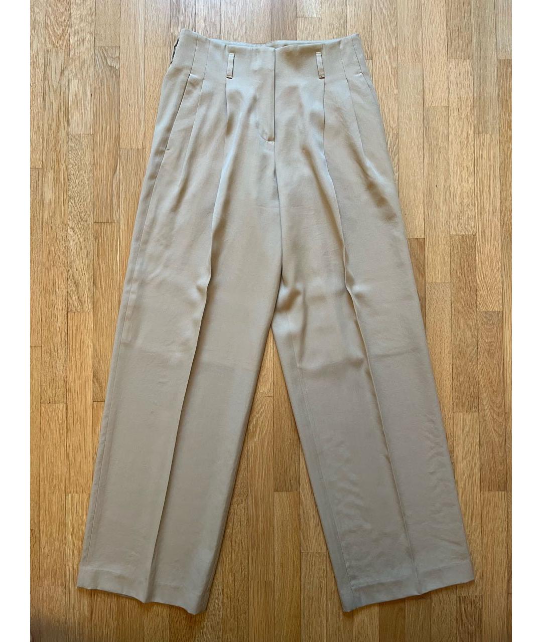 GOLDEN GOOSE DELUXE BRAND Бежевые шерстяные брюки широкие, фото 9