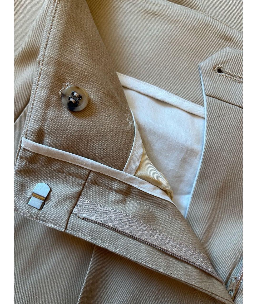 GOLDEN GOOSE DELUXE BRAND Бежевые шерстяные брюки широкие, фото 6