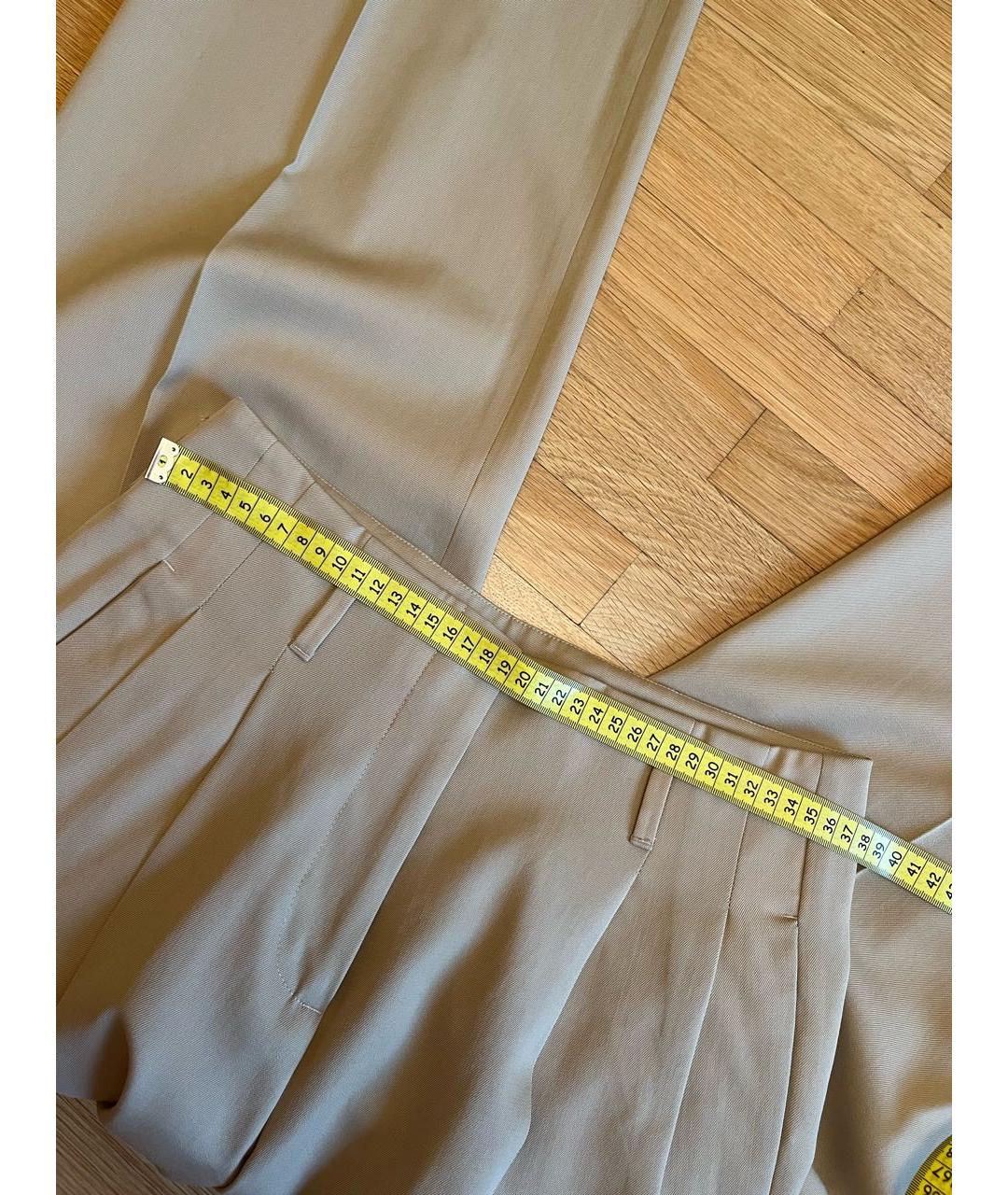 GOLDEN GOOSE DELUXE BRAND Бежевые шерстяные брюки широкие, фото 4