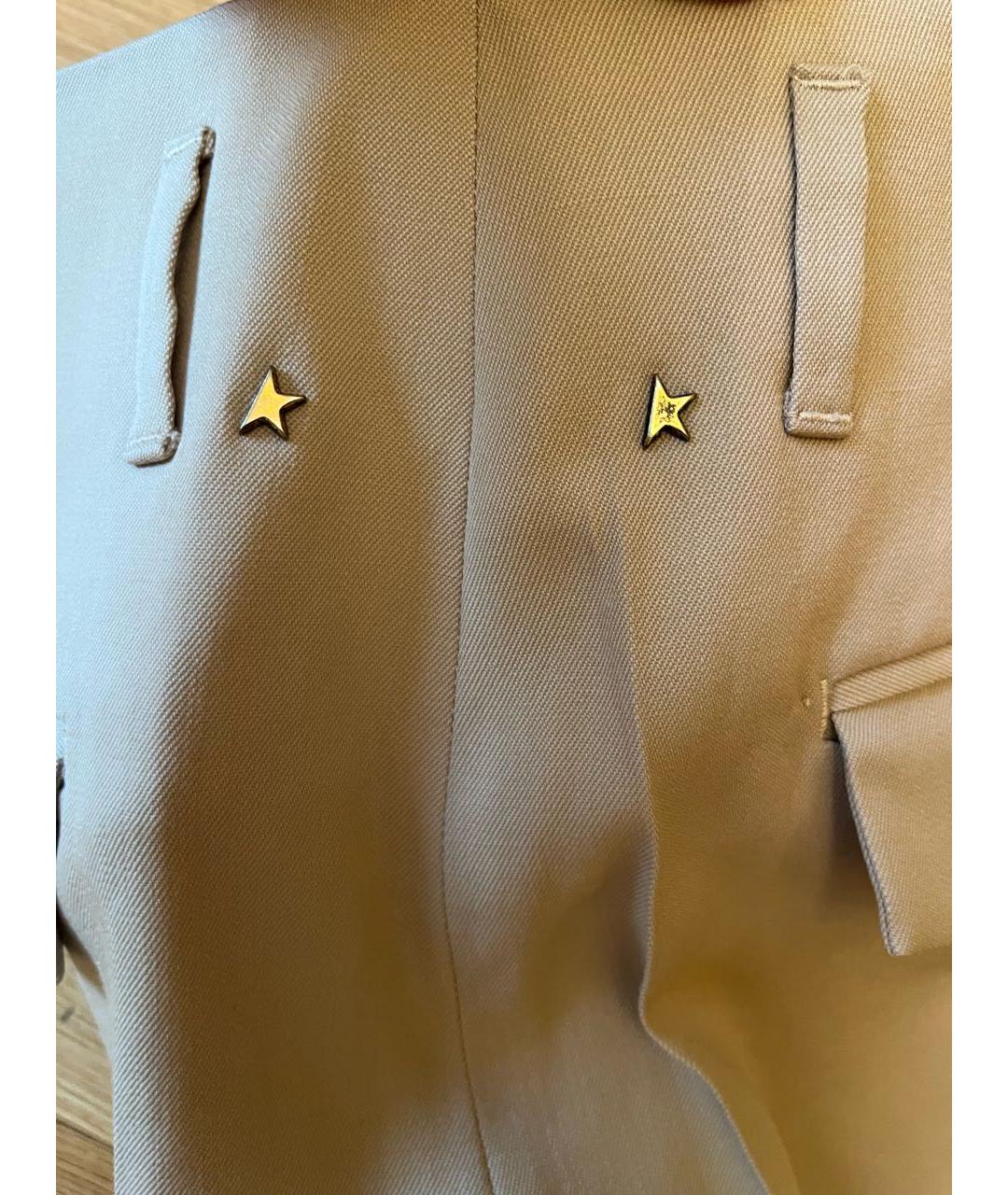 GOLDEN GOOSE DELUXE BRAND Бежевые шерстяные брюки широкие, фото 8
