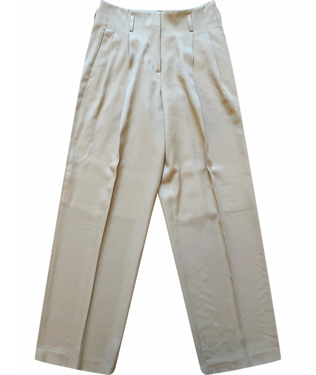 GOLDEN GOOSE DELUXE BRAND Бежевые шерстяные брюки широкие, фото 1