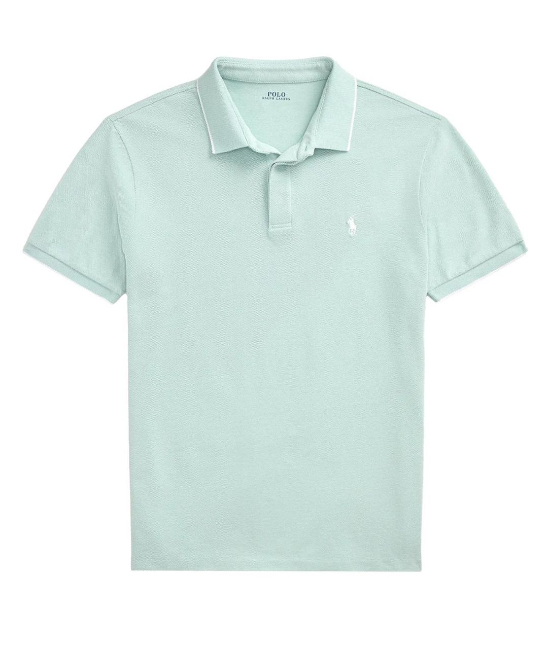 POLO RALPH LAUREN Бирюзовое хлопковое поло с коротким рукавом, фото 1