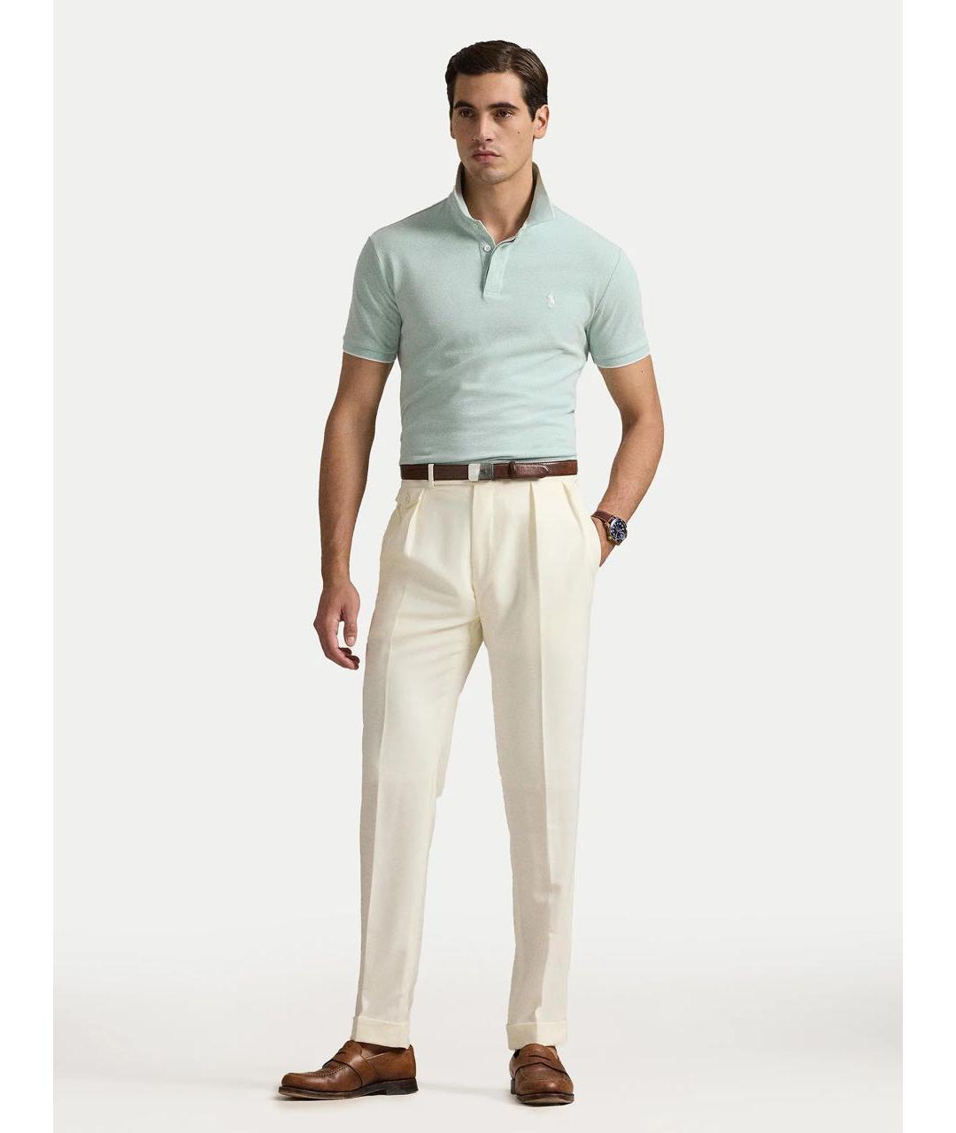POLO RALPH LAUREN Бирюзовое хлопковое поло с коротким рукавом, фото 3