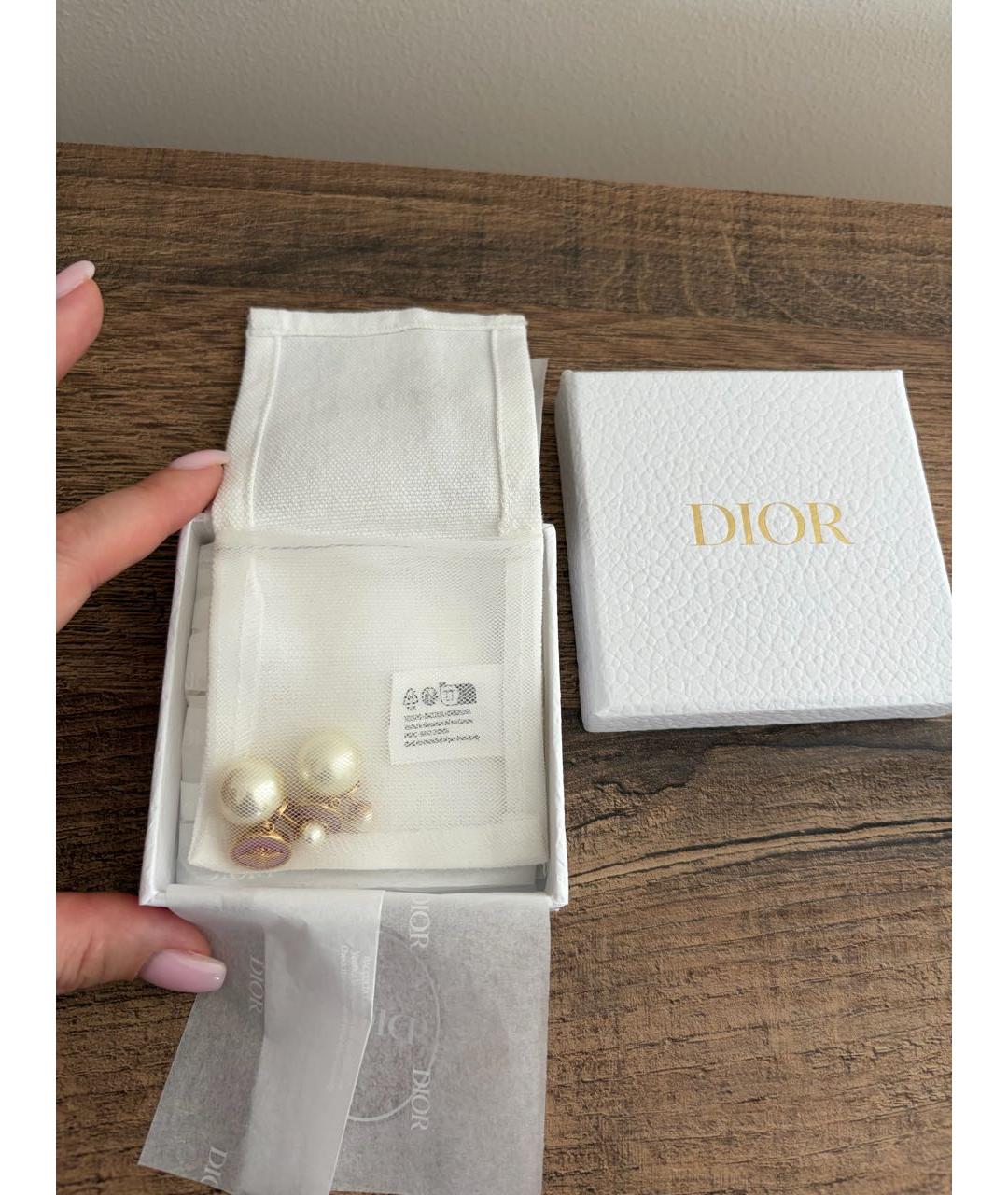 CHRISTIAN DIOR Розовые позолоченные серьги, фото 5