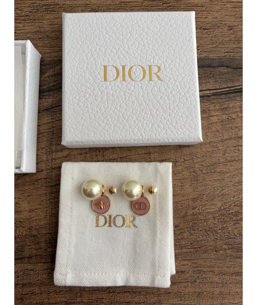 CHRISTIAN DIOR Розовые позолоченные серьги, фото 6