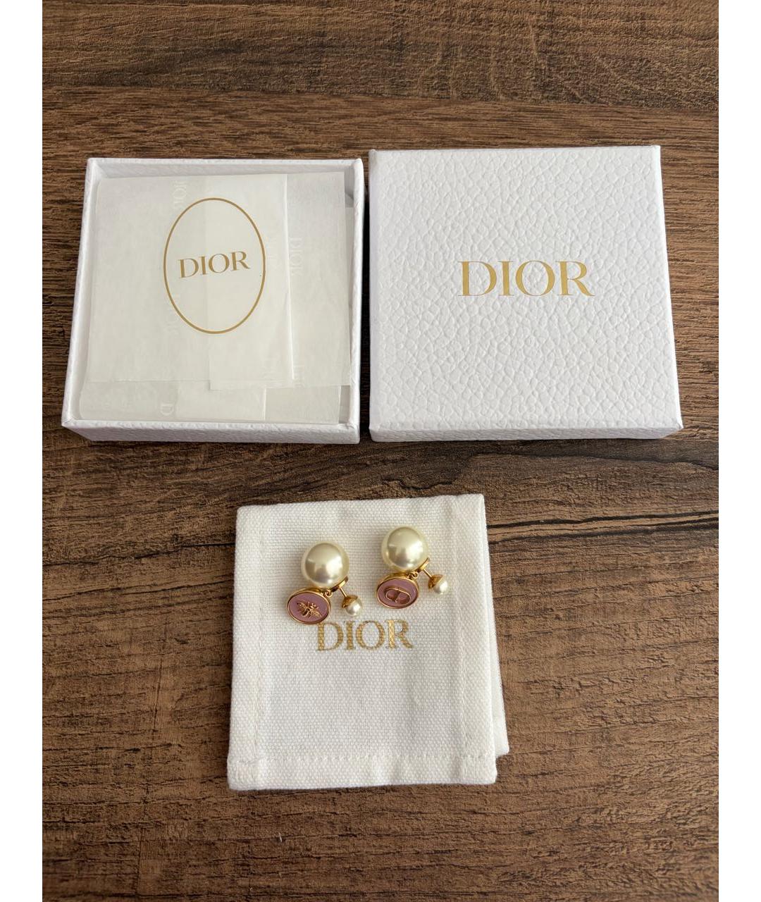CHRISTIAN DIOR Розовые позолоченные серьги, фото 4
