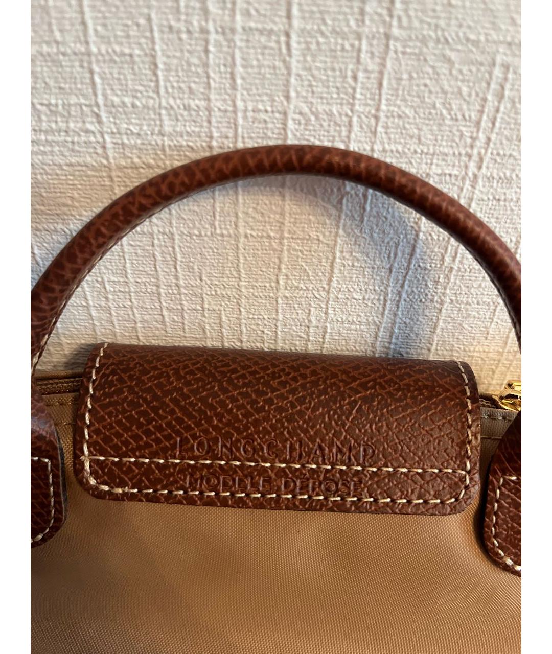 LONGCHAMP Горчичная синтетическая сумка с короткими ручками, фото 6