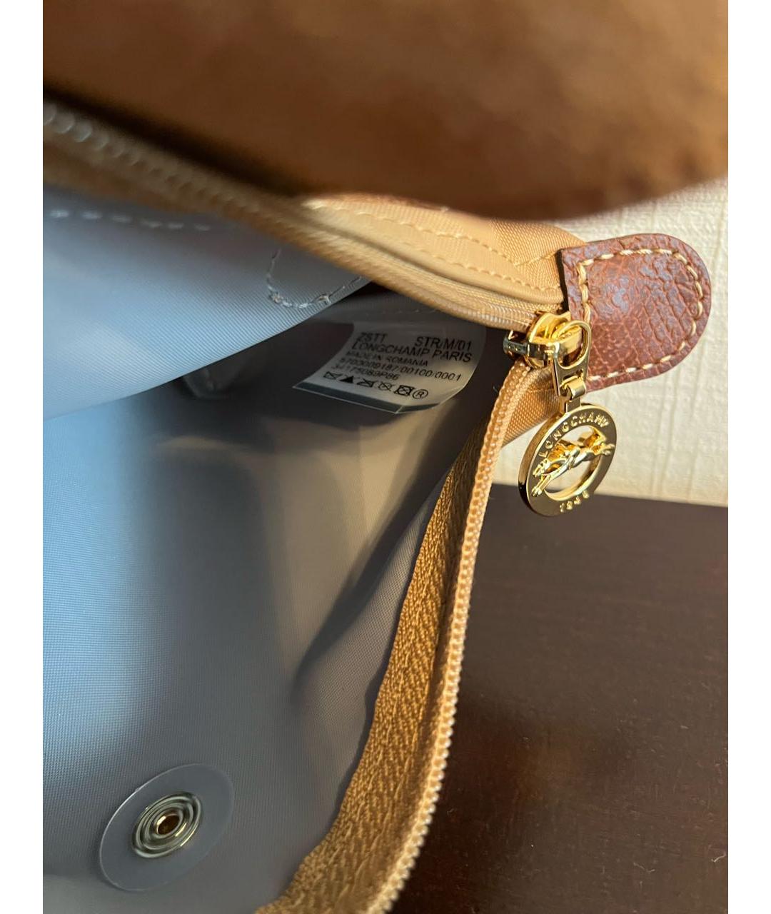 LONGCHAMP Горчичная синтетическая сумка с короткими ручками, фото 3