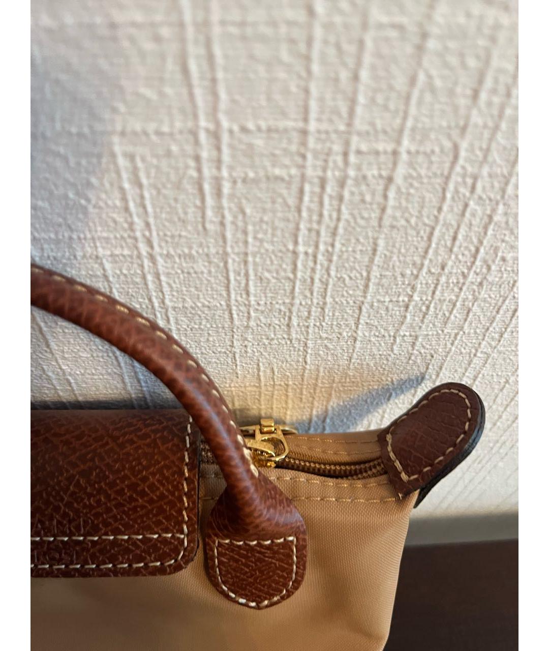 LONGCHAMP Горчичная синтетическая сумка с короткими ручками, фото 8