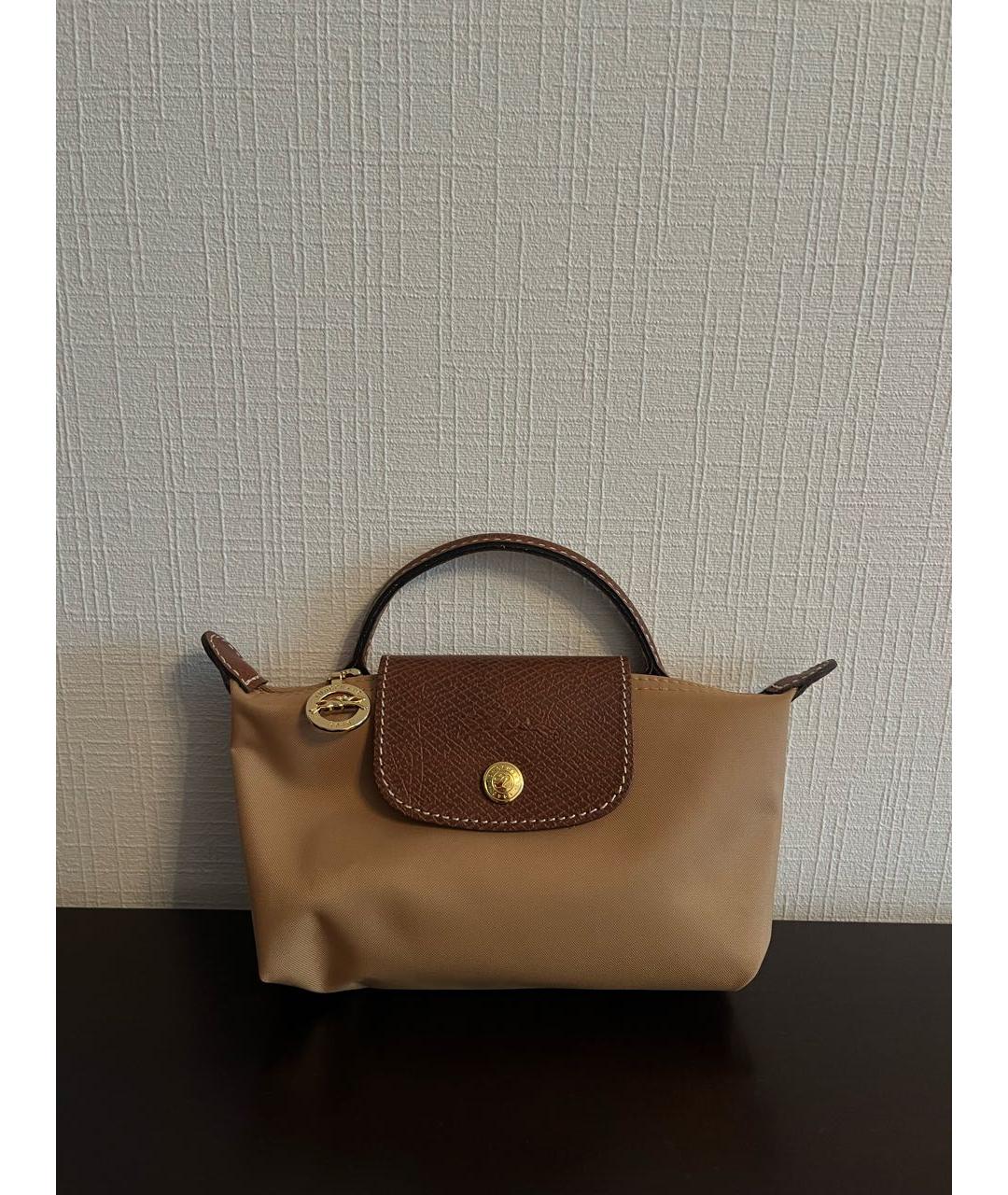 LONGCHAMP Горчичная синтетическая сумка с короткими ручками, фото 9