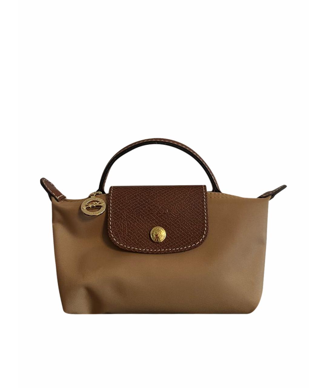 LONGCHAMP Горчичная синтетическая сумка с короткими ручками, фото 1