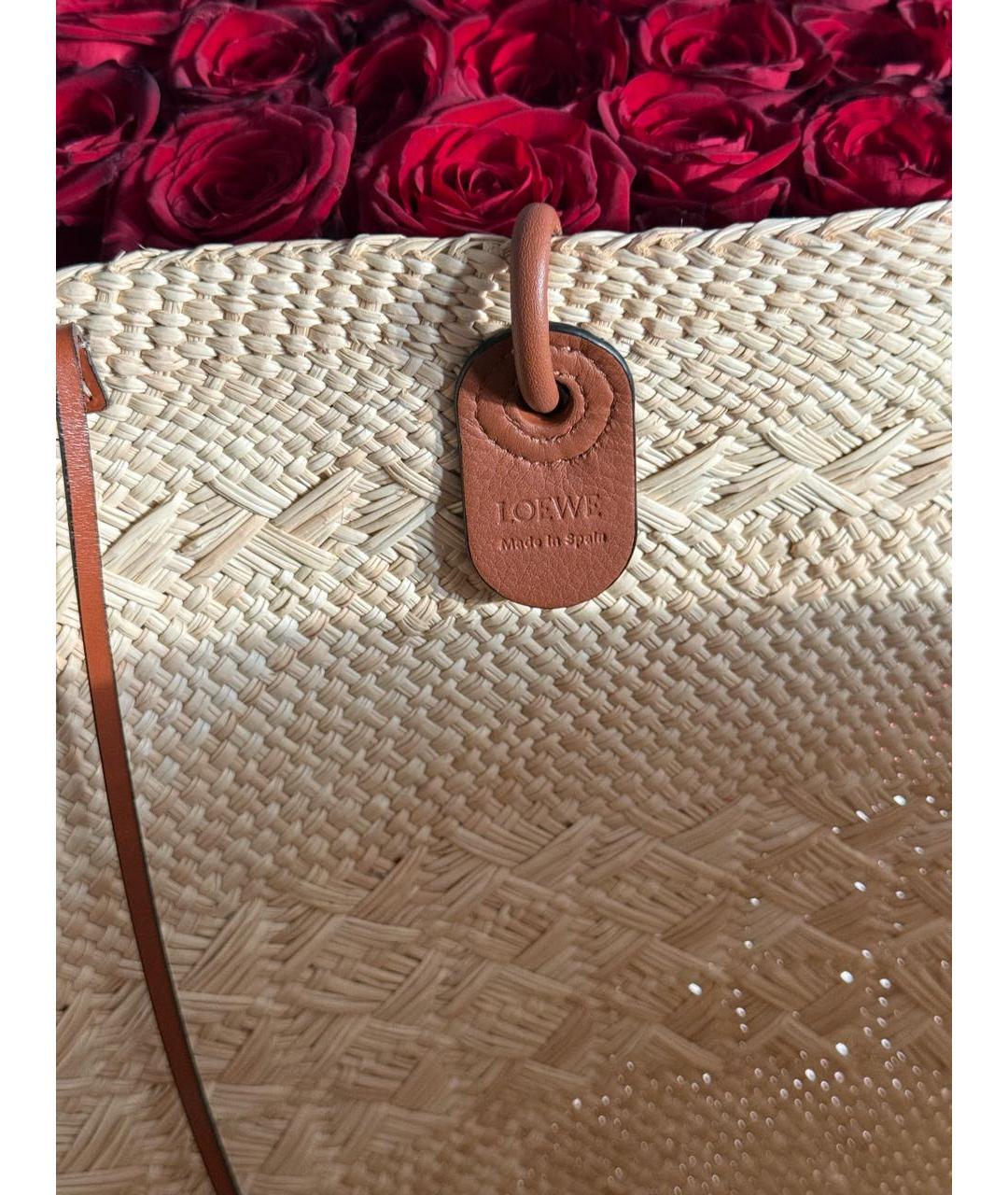 LOEWE Бежевая пелетеная пляжная сумка, фото 3