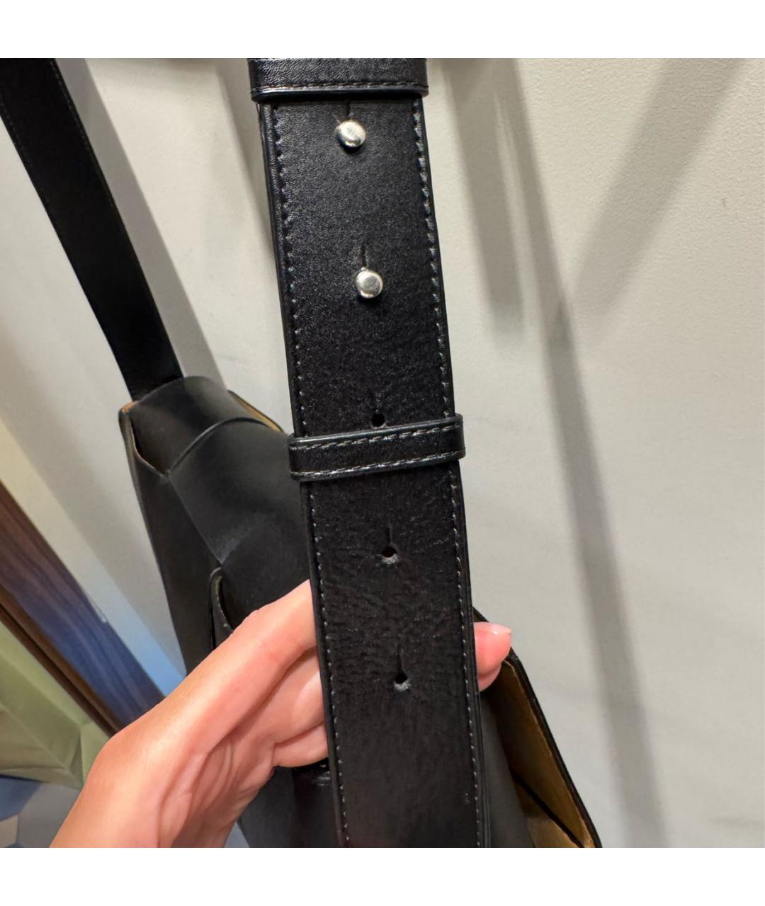 BOTTEGA VENETA Черная кожаная сумка на плечо, фото 5