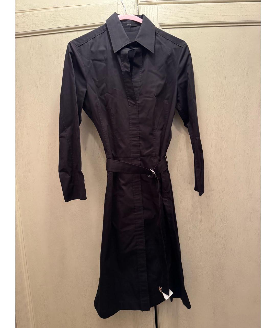 HUGO BOSS Черное хлопковое повседневное платье, фото 8