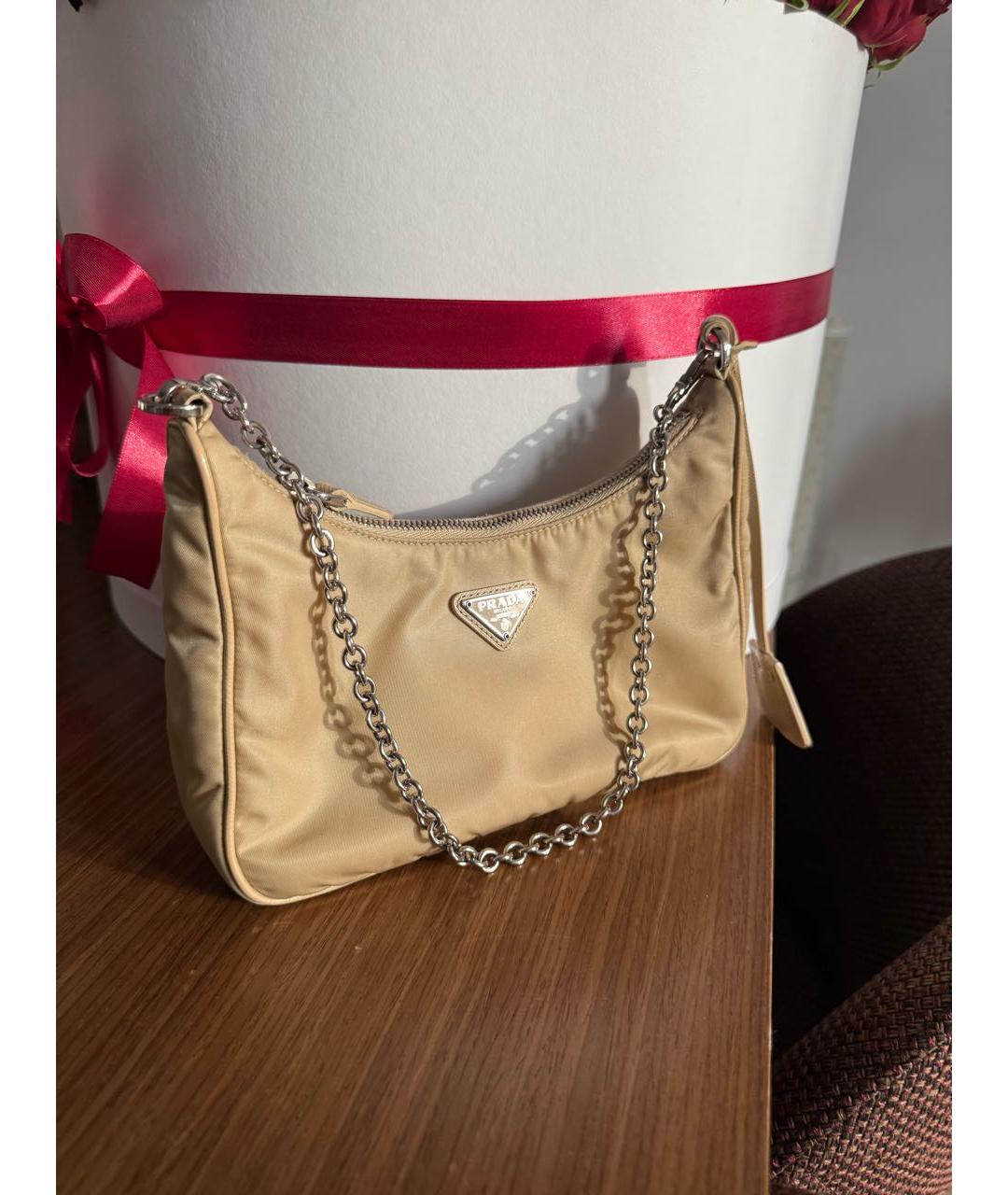 PRADA Бежевая сумка с короткими ручками, фото 9