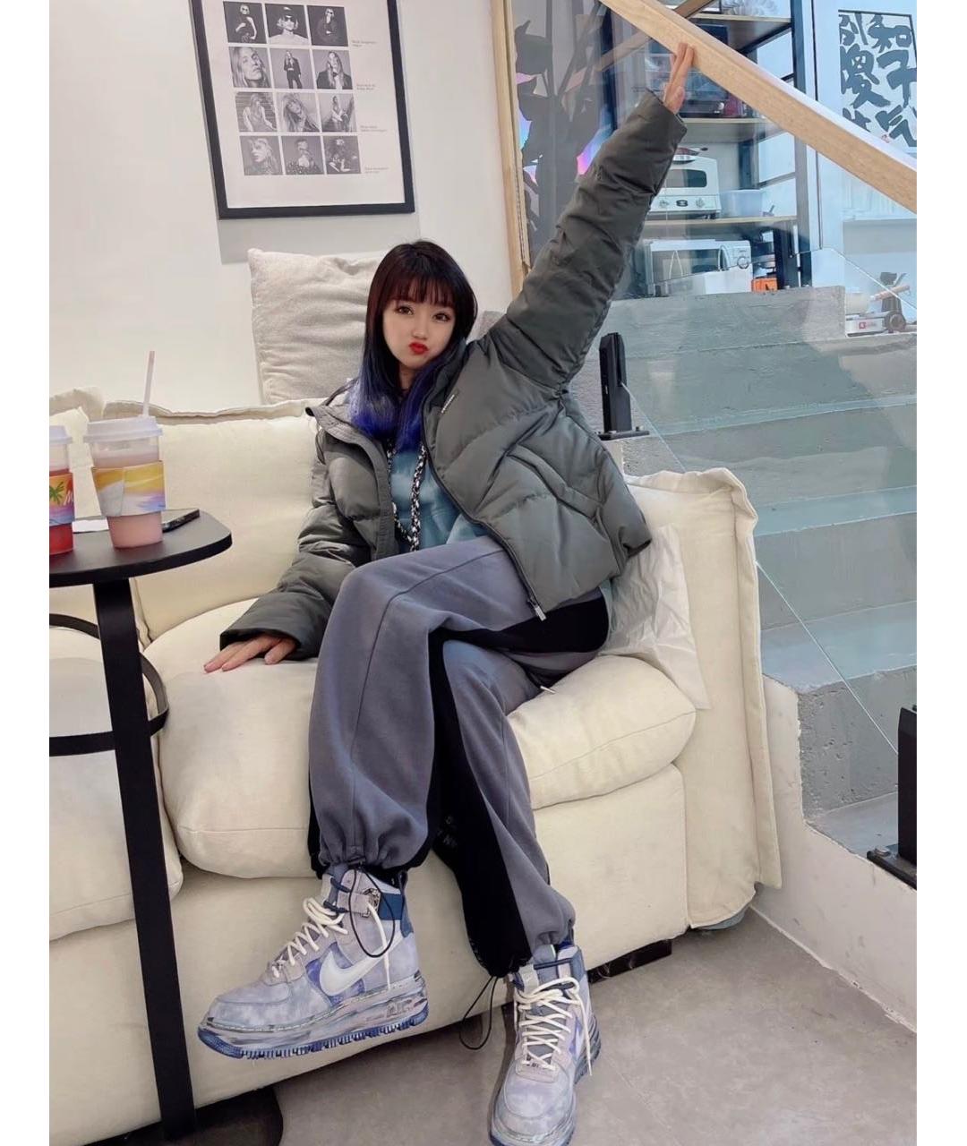 NIKE Голубые кожаные высокие кроссовки / кеды, фото 5