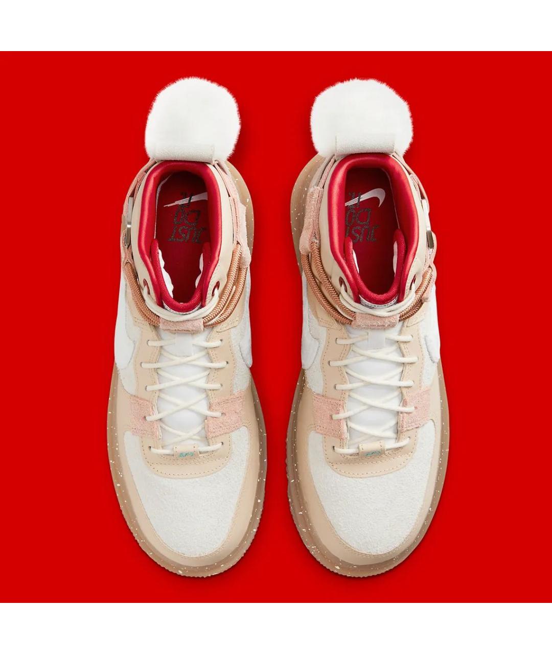 NIKE Бежевые кожаные высокие ботинки, фото 3