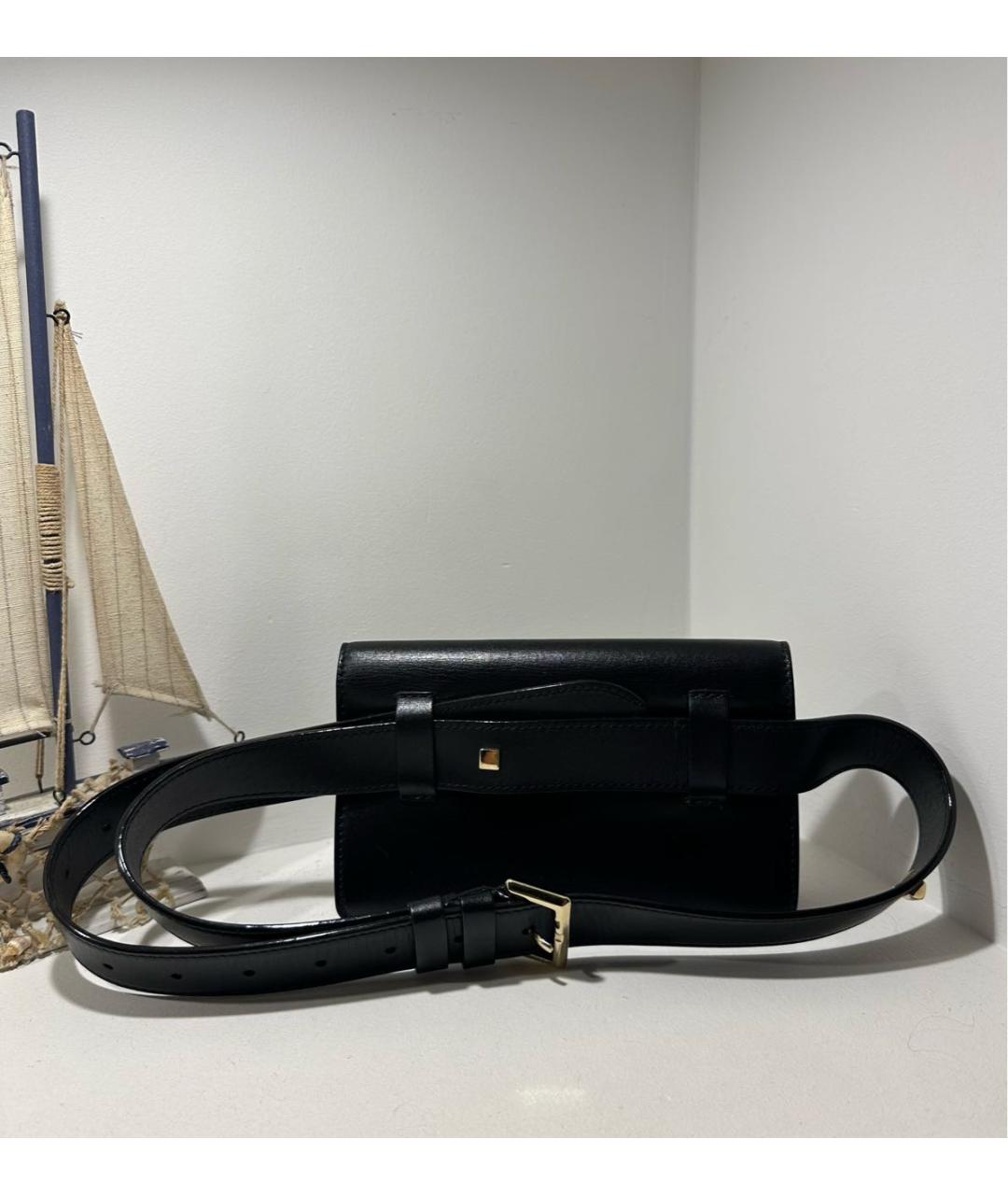 JIMMY CHOO Черная кожаная поясная сумка, фото 3
