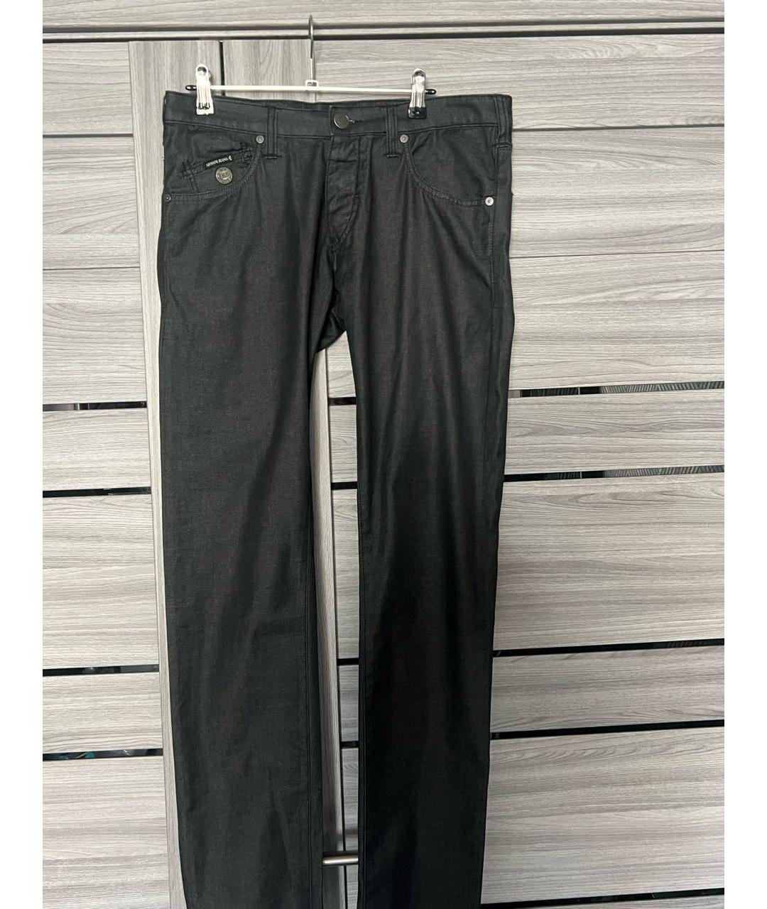 ARMANI JEANS Антрацитовые хлопко-эластановые джинсы слим, фото 9
