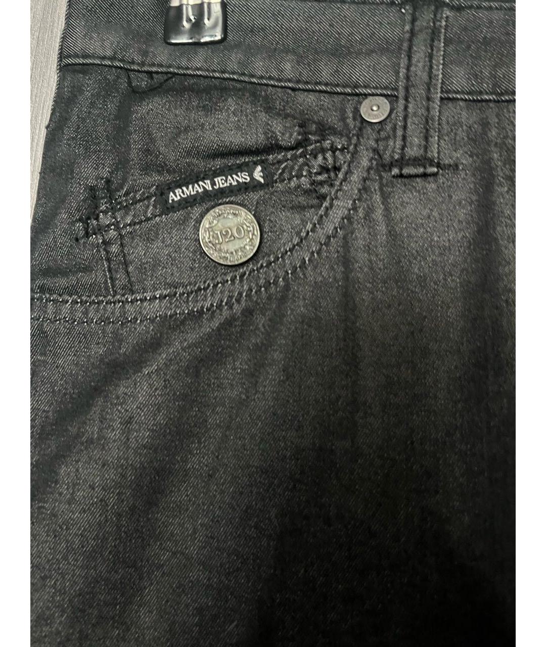 ARMANI JEANS Антрацитовые хлопко-эластановые джинсы слим, фото 8