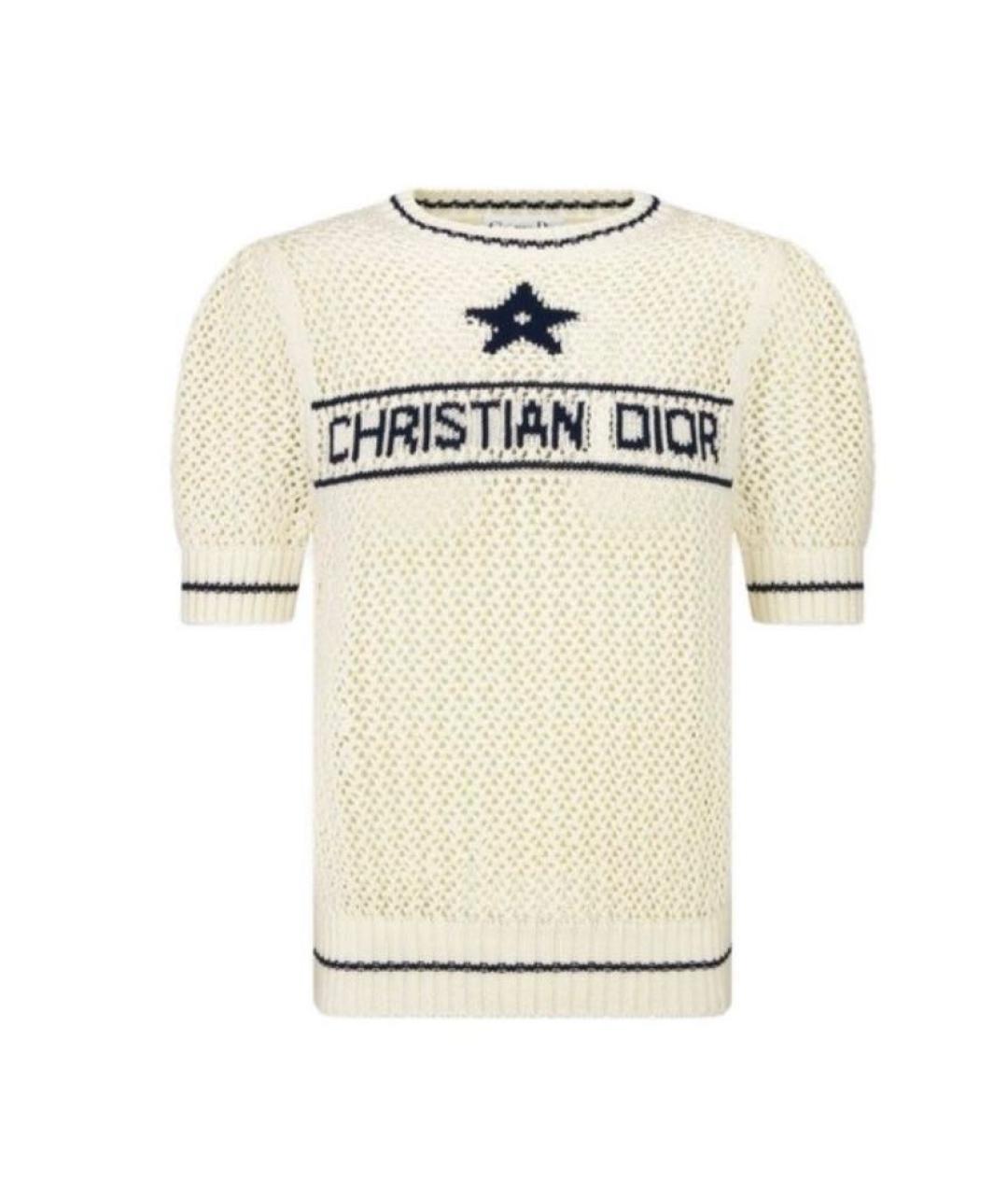 CHRISTIAN DIOR Бежевая хлопковая футболка, фото 4