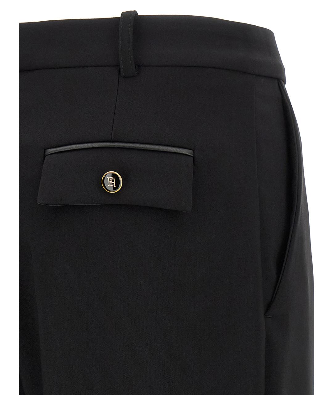 ELISABETTA FRANCHI Черные полиэстеровые прямые брюки, фото 4