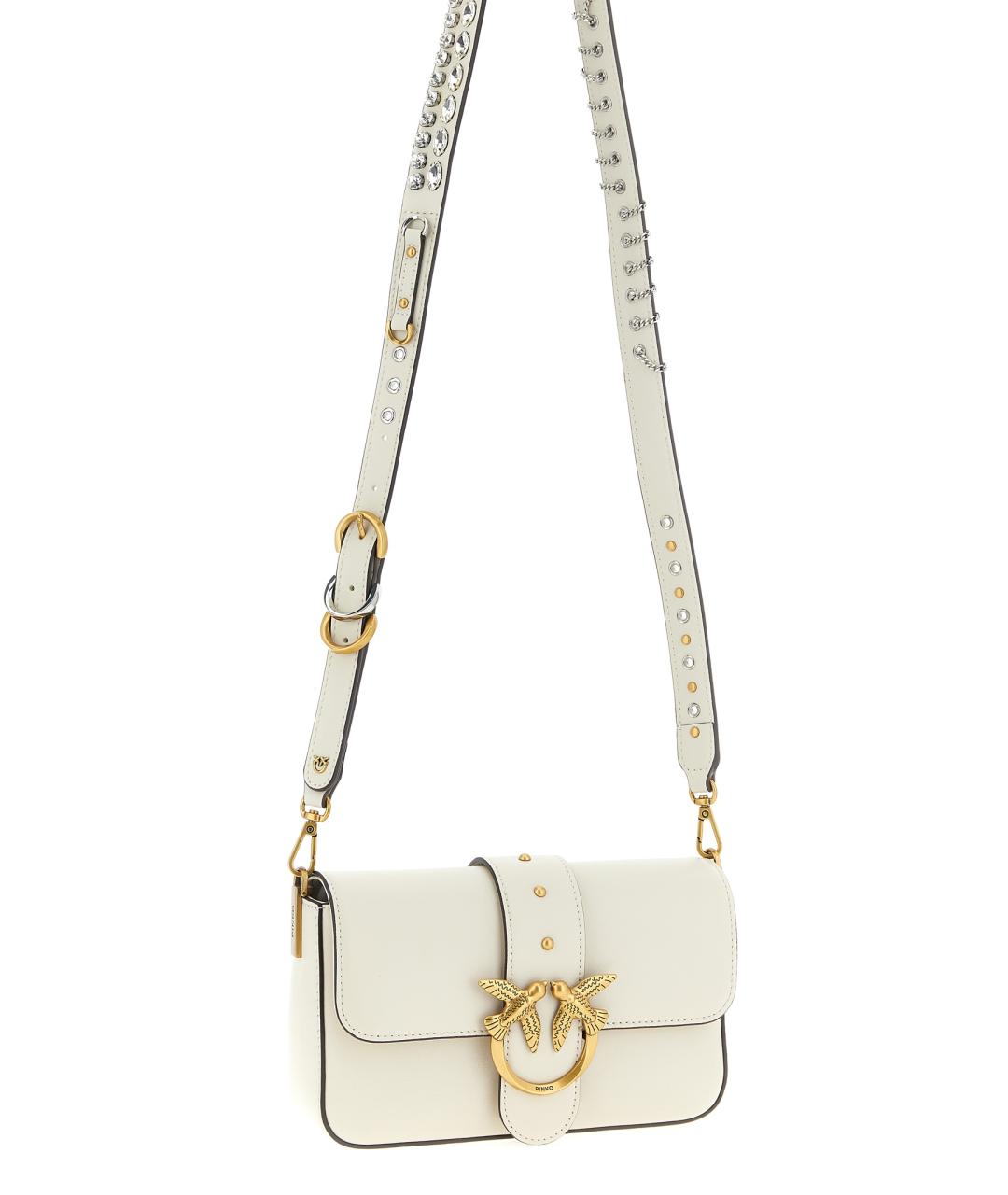 PINKO Белая кожаная сумка через плечо, фото 4