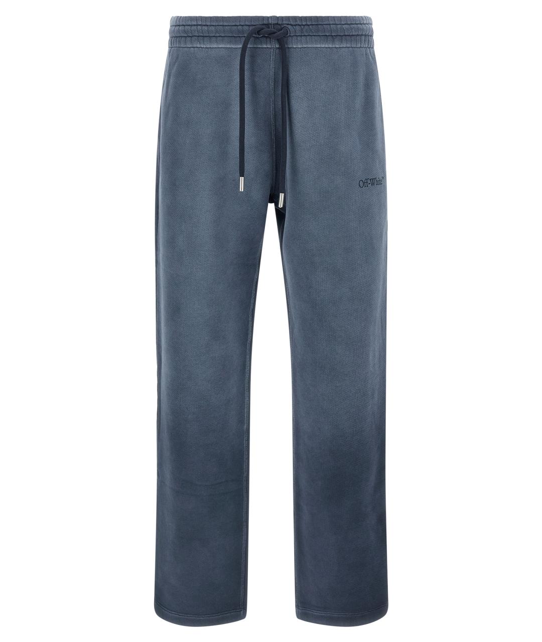 OFF-WHITE Синие хлопковые повседневные брюки, фото 1