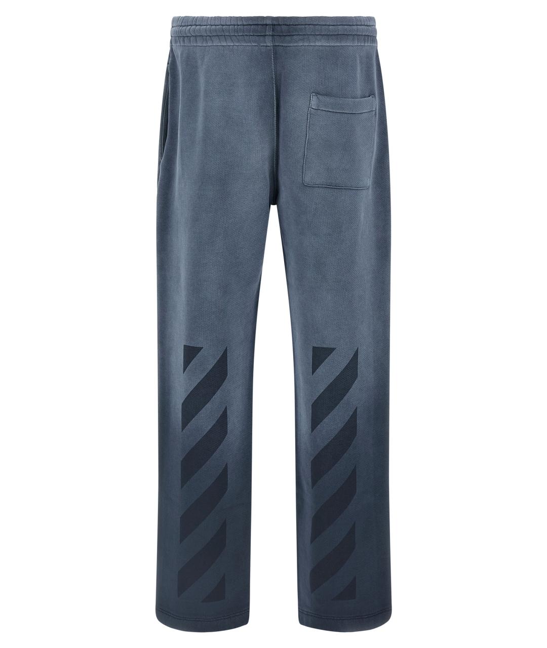 OFF-WHITE Синие хлопковые повседневные брюки, фото 2