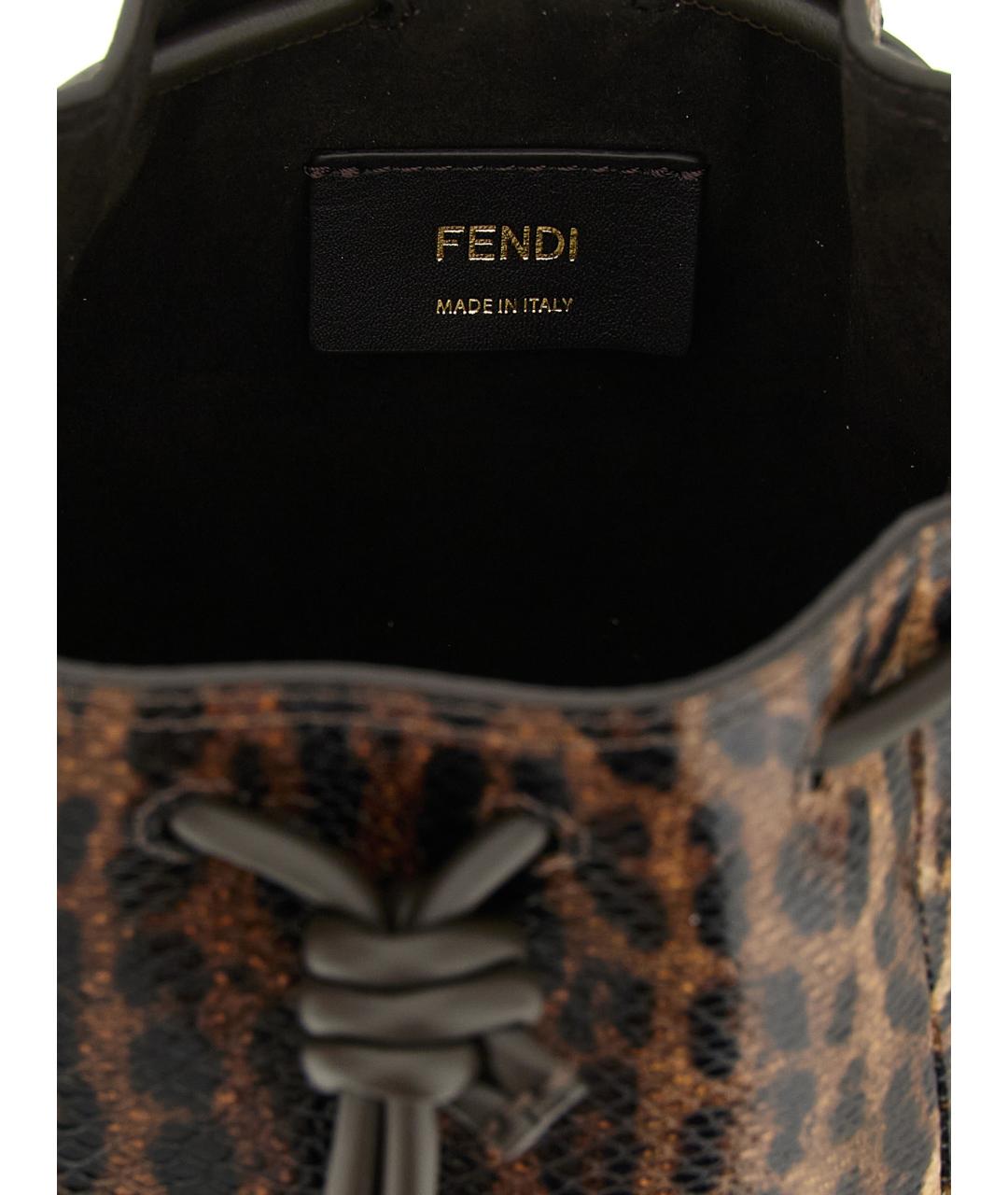 FENDI Коричневая сумка с короткими ручками, фото 4