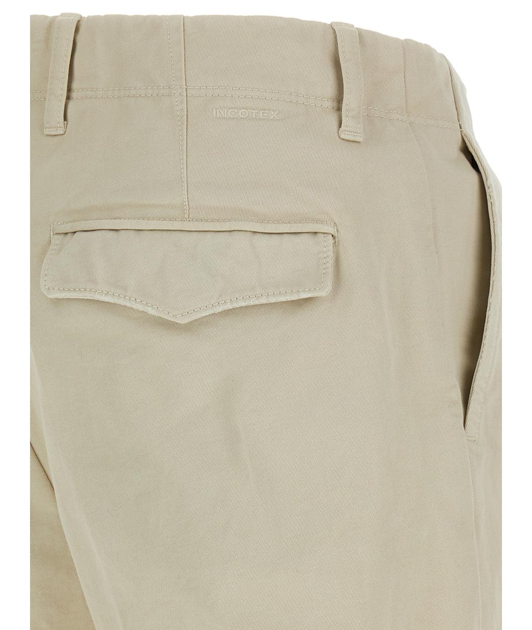 INCOTEX Бежевые хлопковые повседневные брюки, фото 4